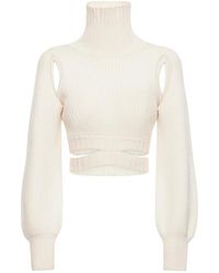 ANDREADAMO - Ribbed Wool Blend Crop Sweater - Lyst