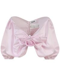 Vivetta - Satin Top With Flower And Bow Detail - Lyst