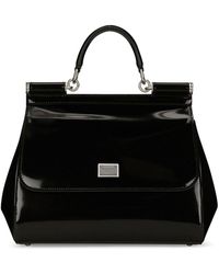Dolce & Gabbana - Sicily Large Shiny Leather Handbag - Lyst