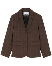 Ganni - Wool Blazer With Pinstripes - Lyst