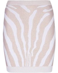 Balmain - Zebra-print Knitted Skirt With Zip - Lyst