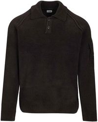 C.P. Company - Polo Sweater Made Of Cotton Chenille - Lyst