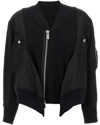Sacai - Nylon Insert Cardigan - Lyst