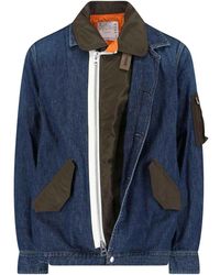 Sacai - Denim And Nylon Jacket - Lyst
