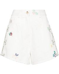 Forte Forte - Embroidered Cotton Shorts - Lyst