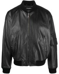 Dolce & Gabbana - Leather Zip-up Bomber Jacket - Lyst