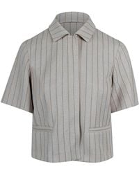 Max Mara - Short-Sleeved Pinstriped Pique Jersey Jacket - Lyst