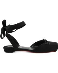 Christian Louboutin - Cassia Lace Up Flat Crepe Satin/Gg/Lin - Lyst