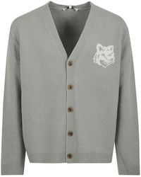 Maison Kitsuné - Fox Head Intarsia Merino Cardigan - Lyst