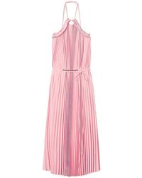 Twinset - Long Pleated Georgette Dress With Belt - Lyst