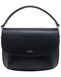 A.P.C. - Leather Shoulder Bag With Logo Print - Lyst