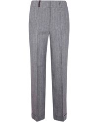 Peserico - Pinstripe Linen Canvas Trousers - Lyst