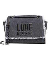 Love Moschino - Denim Shoulder Bag With Fringes - Lyst
