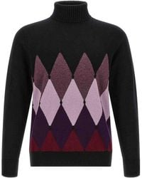 Ballantyne - Classic Diamond Intarsia Turtleneck Sweater - Lyst