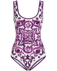 Dolce & Gabbana - Maiolica Print Swimsuit - Lyst