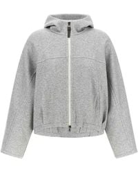 Brunello Cucinelli - Shiny Zipper Pull Cropped Hoodie - Lyst