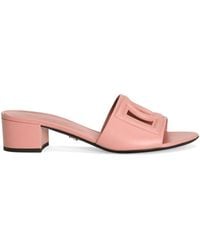 Dolce & Gabbana - Dg Logo Leather Mule - Lyst