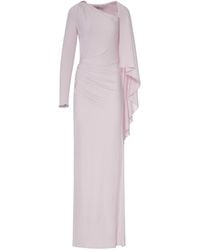 Self-Portrait - Long Draped Jersey Dress - Lyst
