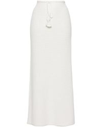 Self-Portrait - Sequinned Pointelle-Knit Maxi Skirt - Lyst