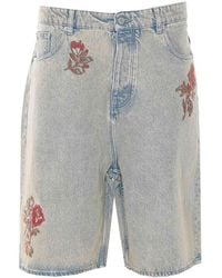 Drole de Monsieur - Jean Dusty Brode Fleurs Shorts - Lyst