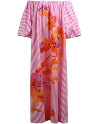 Essentiel Antwerp - Maxi Abito Off The Shoulder A Righe - Lyst