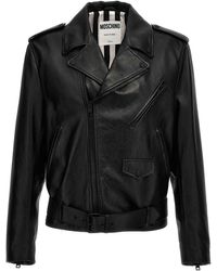 Moschino - In Love We Trust Leather Jacket - Lyst