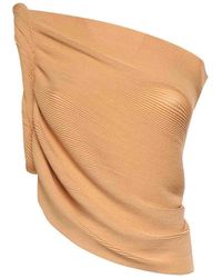 Alberta Ferretti - One-Shoulder Wool Blend Top - Lyst