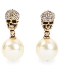 McQueen - Pave Skull Earrings - Lyst