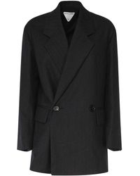 Bottega Veneta - Striped Wool Belted Jacket - Lyst