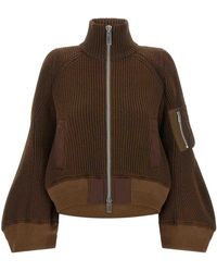 Sacai - Nylon Twill X Wool Knit' Blouson - Lyst