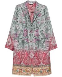 Pierre Louis Mascia - Silk Printed Single-Breasted Coat - Lyst