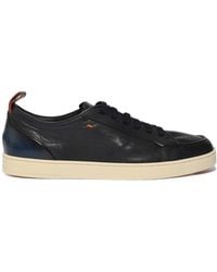 Santoni - Hammered Leather Sneakers - Lyst