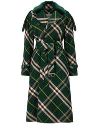 Burberry - Kensington Trench Coat With Check Pattern - Lyst