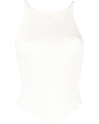 Courreges - Ribbed Asymmetric Top With Logo - Lyst