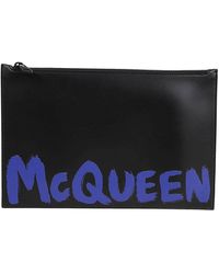 Alexander McQueen - Graffiti Printed Leather Clutch Bag - Lyst