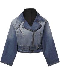 Alaïa - Cropped Reverse Denim Jacket - Lyst