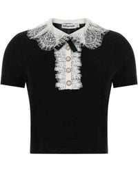 Self-Portrait - Knit Lace Collar' Top - Lyst