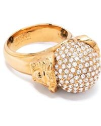 Versace - Fashion Metal Ring With Strass - Lyst