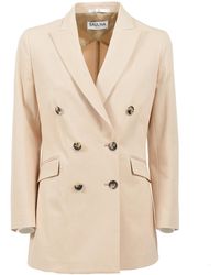 SAULINA - Cotton Double Breasted Blazer - Lyst