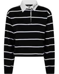 Amiri - Striped Cropped Long Sleeve Polo Shirt - Lyst