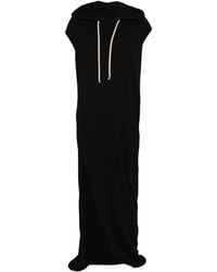 Rick Owens - Cotton Hooded Cap Sleeve Maxi Dress - Lyst