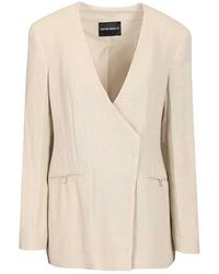 Emporio Armani - Linen Blend Blazer - Lyst