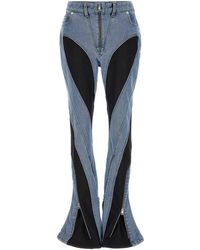Mugler - Zipped Bi-material Jeans - Lyst