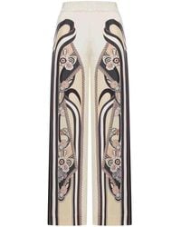 La DoubleJ - Silk Palazzo Trousers With Placed Print - Lyst