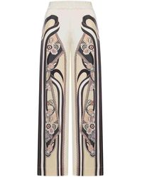 La DoubleJ - Silk Palazzo Trousers With Placed Print - Lyst