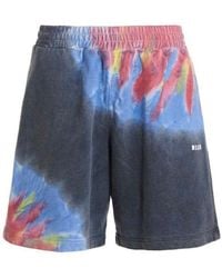 MSGM - Logo Print Tie Dye Bermuda Shorts - Lyst