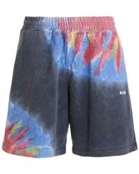 MSGM - Logo Print Tie Dye Bermuda Shorts - Lyst