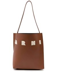 Marni - Museo Logo-Patch Leather Bag - Lyst