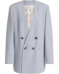 Alberta Ferretti - Double-Breasted Padded Viscose Blazer - Lyst