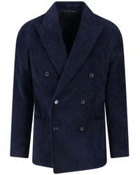 Lardini - Double-Breasted Velvet Blazer - Lyst